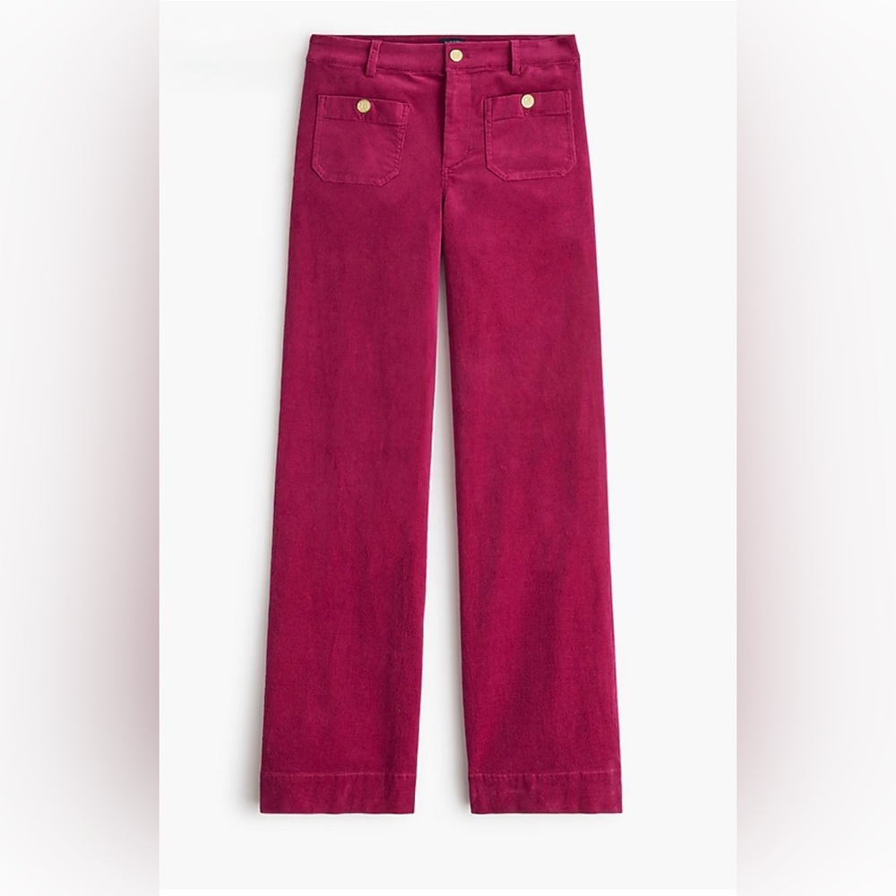 J. Crew Women's Lizzie patch pocket wide leg Corduroy Pants size 27 Tall 33” - Picture 4 of 7